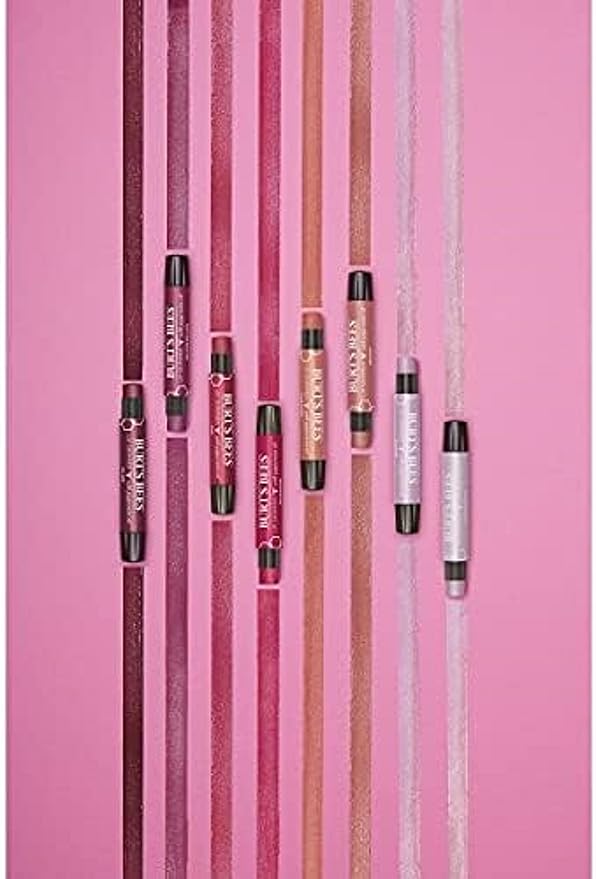Burt's Bees Shimmer Lip Tint Set, Tinted Lip Balm Stick, Moisturizing for All Day Hydration with Natural Origin Glowy Pigmented Finish & Buildable Color, Rhubarb (4-Pack)