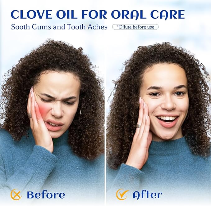 HIQILI 1 Fl Oz Clove Oil for Teeth and Gums, Oral Care, DIY Clean Spray, Aromatherapy, 100% Pure Natural Premium - 30ml