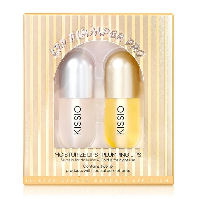 KISSIO Lip Plumper,2 PCS Natural Lip Plumper,Lip Enhancer, Natural Plumping Lip Serum, Lip Plumping Balm,Lip Plumper Pro,Hydrated Beauty Lips 5.5ml, Day And Night