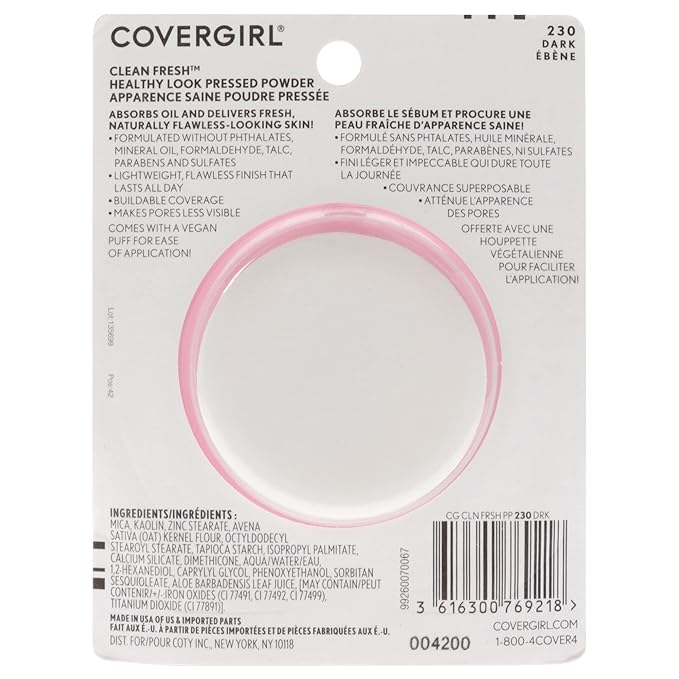 COVERGIRL Clean Fresh Pressed Powder, Dark, 0.35 Oz