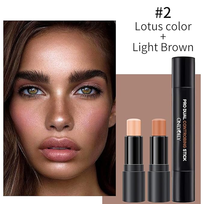 Double-End Contour Highlighter Stick Contour Stick, Face Highlighter, Contour Makeup Contouring Sticks Cream Concealer (2)