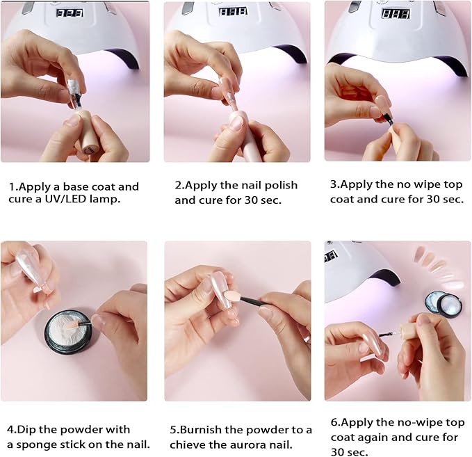 Allstarry Chrome Nail Powder 4 Colors Iridescent Aurora Powder Metallic Mirror Effect Pigment Pearlescent Mermaid Glitter Unicorn Glitter for Nail Art Manicure Decoration Home DIY Salon - Ice Series