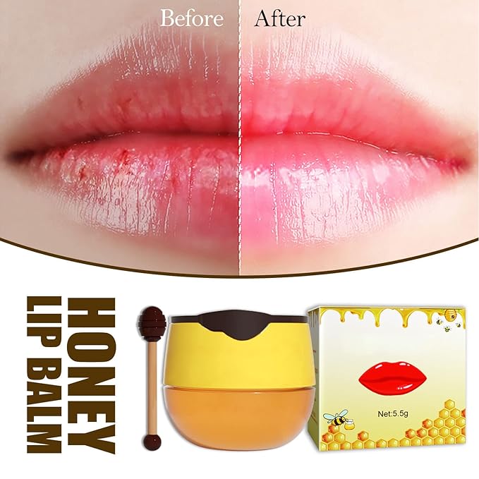 Lip Sleeping , 2PCS Lip Balm Honey Pot, Propolis Moisturizing Honey Lip Lip Balm, Hydrating & Prevention Dry and Cracked Lip Scrubs Exfoliator