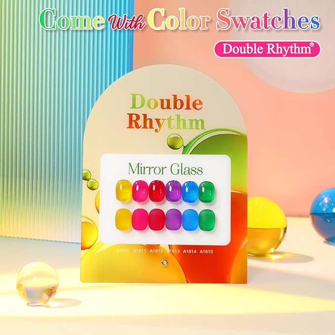 Double Rhythm 6 Pcs 15 ML Gel Polish Set Same Color Same Bottle Soak Off Gel Polish Kit Nail Art Manicure Salon DIY at Home for Women (Jelly Yellow Pink Red Purple Blue-T6-25)