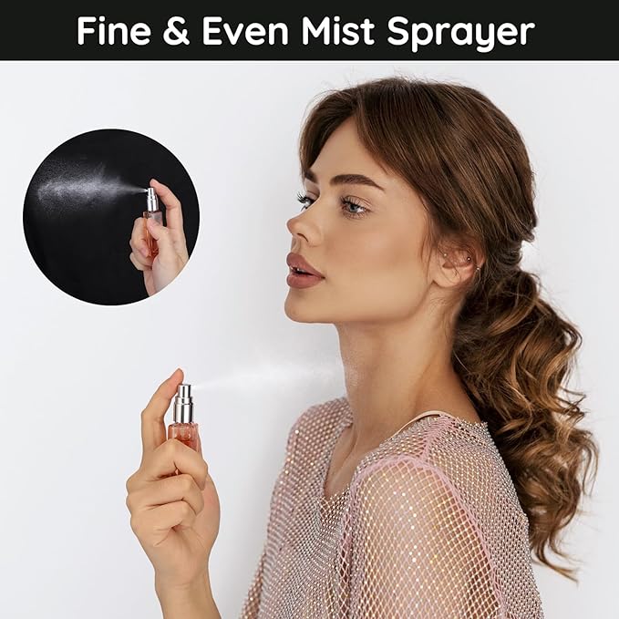 Segbeauty Portable Mini Perfume Atomizer Bottle, 5pcs Empty Refillable Cologne Spray Bottles, 10ML Small Travel Glass Perfume Bottle Fine Mist Sprayer Scent Pump Case for Cologne Fragrance