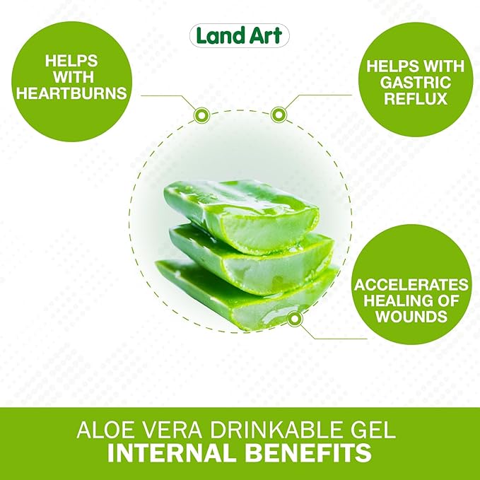Pure Aloe Vera Drinkable Gel - Orange Tangerine Flavored - Cold-Processed Inner Filet - from Organic Fresh Leaves from Texas - for Heartburn Relief - Acid Reflux - 64 fl oz