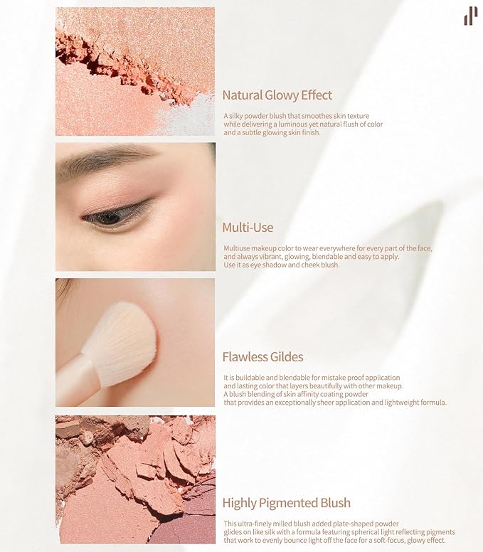 Heart Percent Dote on Mood Glow Blush, Smooth Radiant Color Luminous Shimmering Stain Finish Cheek Makeup Blush (01. Rose Plush)