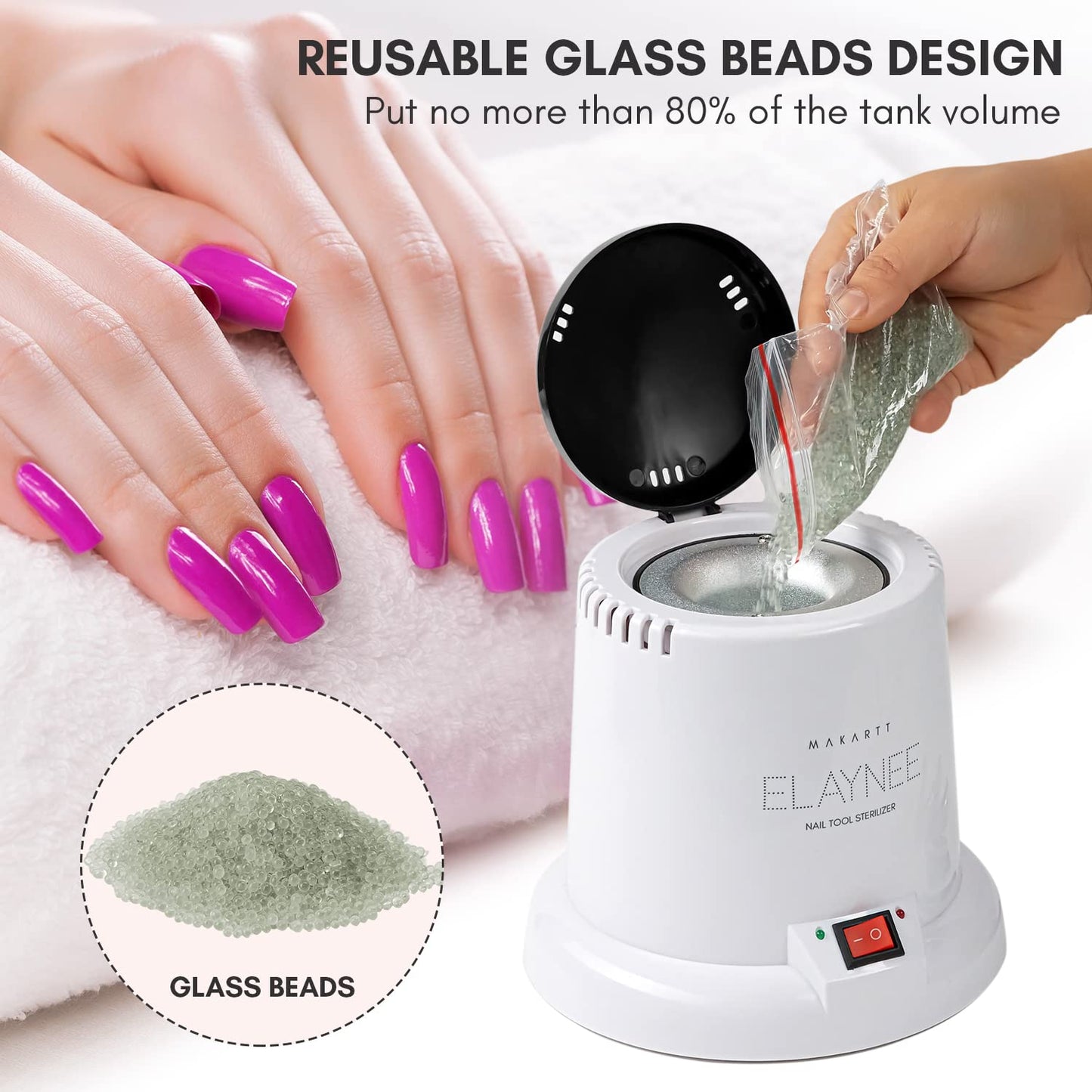 Makartt Nail Tool Sterilizer - For Esthetician Sterilization Machine Metal Nail Art Tools Lash Tech Supplies Must Haves Autoclave Sterilizers High Temperature For Manicure Salon