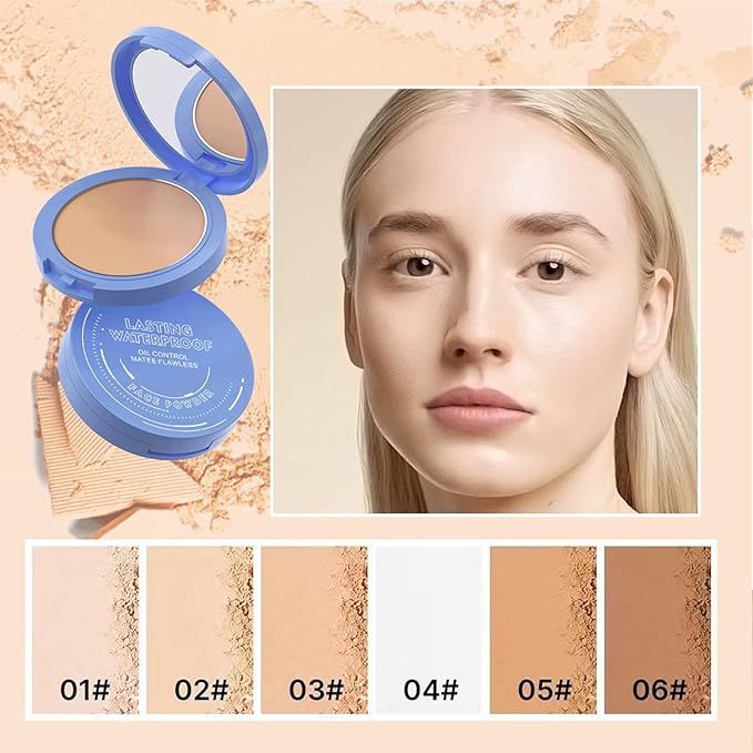 Oil Control Face Pressed Powder,Matte Smooth Flawless Setting Powder Makeup,Waterproof Long Lasting Finishing Powder,Cruelty Free Lightweight Face Cosmetics,0.35Oz(WHITE)