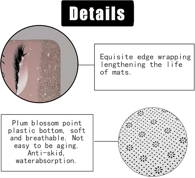 4PCS Hello Gorgeous Shower Curtain Sets with Rugs, Rose Gold Glitter Bling Glam Makeup Diamond Unicorn Eyelash Bathroom Decor, Waterproof Fabric Pink Shower Curtain Girly Gifts for Girls Women