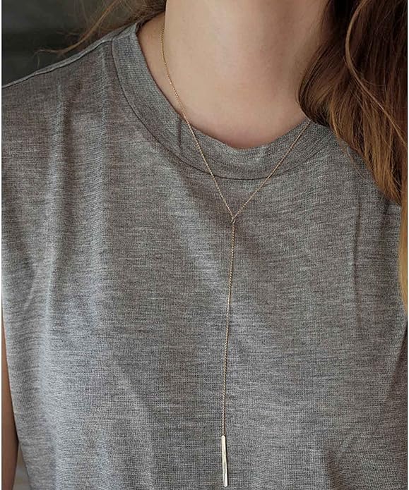 Boho Long Bar Necklace Choker Y Lariat Necklace Chain Minimalist Drop Necklace Jewelry for Women and Girls