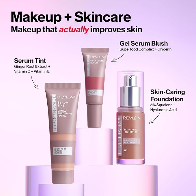Revlon Illuminance Gel Serum Blush, Visibly Plump Cheeks, Dewy Finish and Hydrates All Day, 140 Brilliant Berry, 0.37 fl oz.
