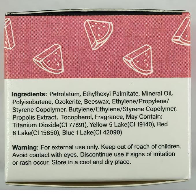 Watermelon Sleeping Lip Mask,Bee Lip Balm Lip Mask Honey Pot Propolis Moisturizing Lip Balm with Stick,Plumping Lip Hydrating Prevention Dry& Cracked Lip Scrubs Exfoliato Lip Wrinkle Care(Watermelon)