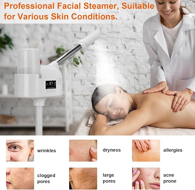 Professional Facial Steamer, Face Steamer Upgrade PTC Heating, Esthetician Steamer Hot Mist Facial Steamer for Salon Spa Beauty