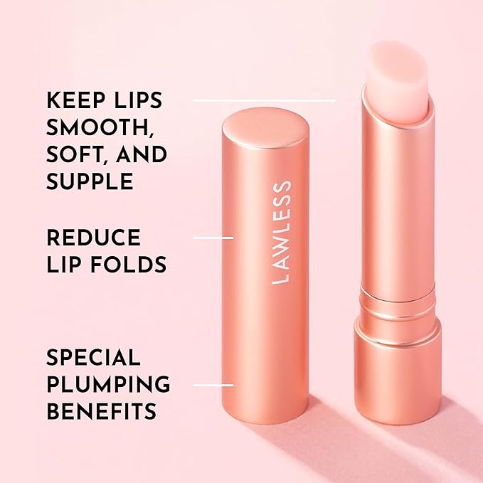 LAWLESS Forget the Filler Lip Plumping Line Smoothing Tinted Balm, Pink Marshmallow, 0.09 Ounce