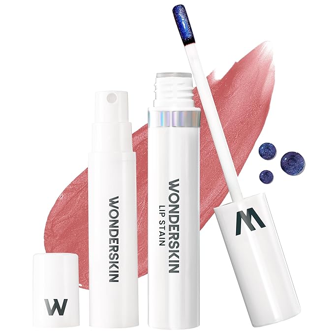 Wonderskin Wonder Blading All Day Lip Stain Peel Off Masque and Reveal Kit - Long Lasting, Waterproof Pink Lip Tint, Transfer Proof Natural Makeup Stain Kit (Romance)