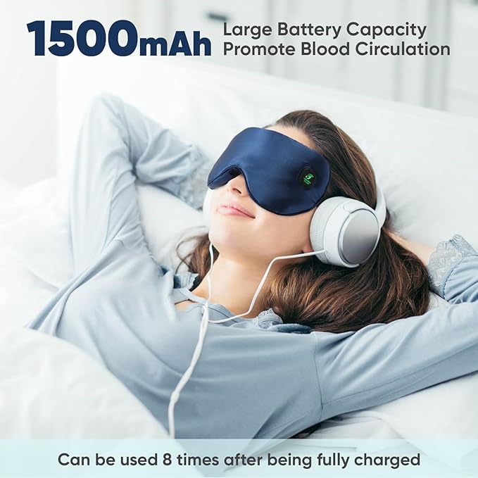Heated Eye Mask for Dry Eyes, Cordless Warm Eye Compress for Blepharitis, Styes, 1500mAh Large Battery Capacity, Washable Cover, Gifts for Family and Friends (Blue)
