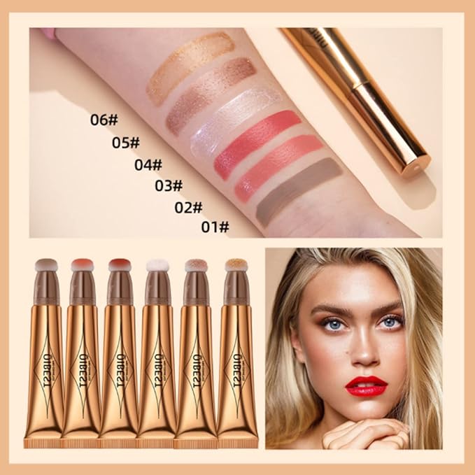 3Pcs Contour Beauty Wand,Liquid Face Concealer Contouring with Cushion Applicator,Liquid Blush Shading Bronzer Stick Natural Matte Finish, Lightweight Blendable Super Silky Cream Contour Stick Makeup