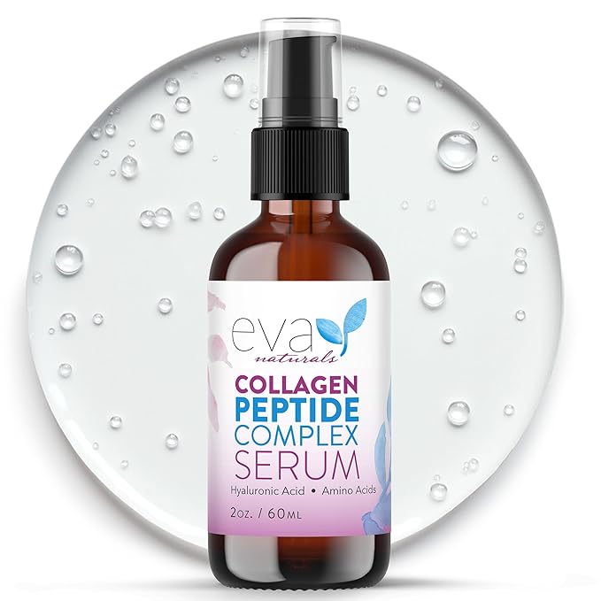 Collagen Peptide Serum for Face – Anti Aging Facial Treatment with Peptides & Hyaluronic Acid – Gentle Formula for Sensitive Skin, Microneedling Pen, Derma Roller, Skin Firming & Hydrating (2 Oz)