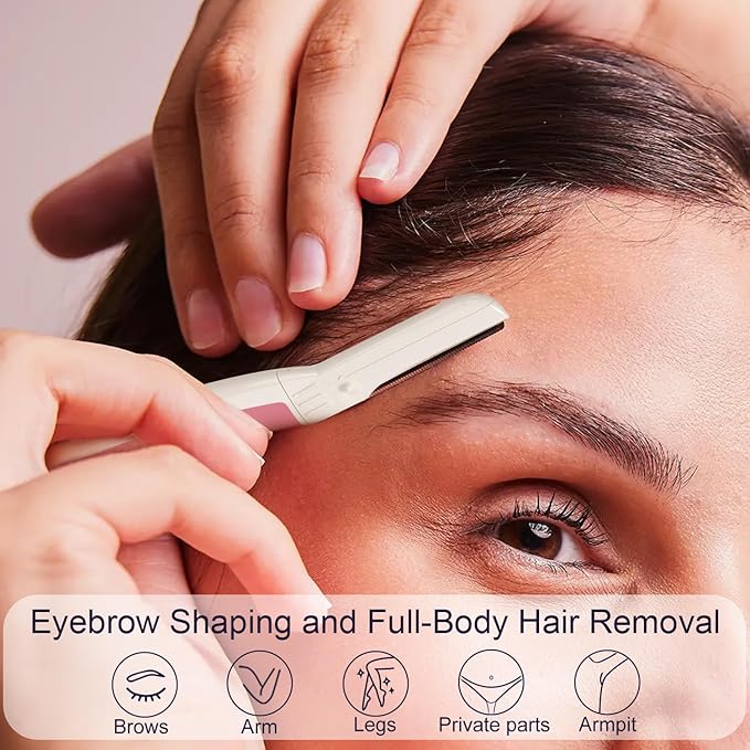 Face Razors for Women, Dermaplane Razor for Women Face, Eyebrow Razor, Dermaplaning Tool, Skin Safe Microblades, Peach Fuzz Remover (12ct, Pearl Blush)