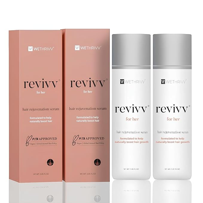 REVIVV Women's Hair Serum 2 Pack | Thicker, Fuller Hair with Our Natural Growth Products | Enhanced Scalp Health and Vitality | Combating Thinning & Packed with Vitamins