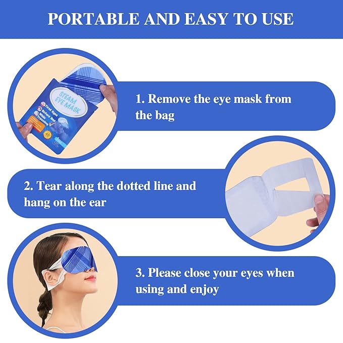 Steam Eye Mask for Dry Eyes 10-Pack SPA Warm Eye Compress Patented Self-Heating Core for Soothing Eye Fatigue, Dark Circle, Puffiness, Stress Relief (Unscented)