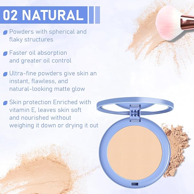 Maycheer Face Powder, Maycheer Setting Powder, Maycheer Lasting Waterproof Oil Absorbing Pressed Powder Compact, Lightweight Finishing Pressed Powder Compact (Calassic Ivry, 01)