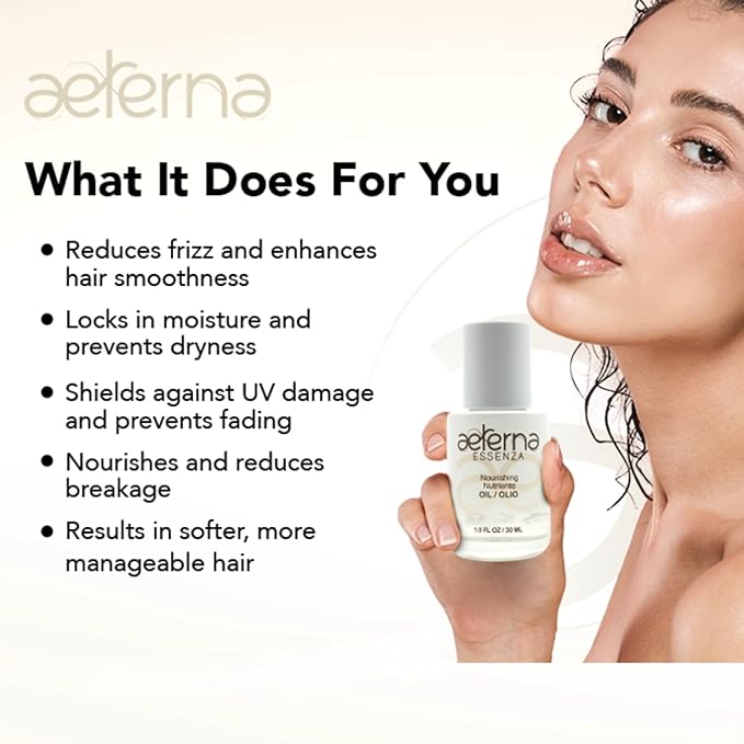 Aeterna ESSENZA - Nourishing Hair with Linseed & UV Protection - Lightweight, Non-Greasy Formula - Sulfates, Parabens & Silicones Free | For All Hair Types - 30 ml