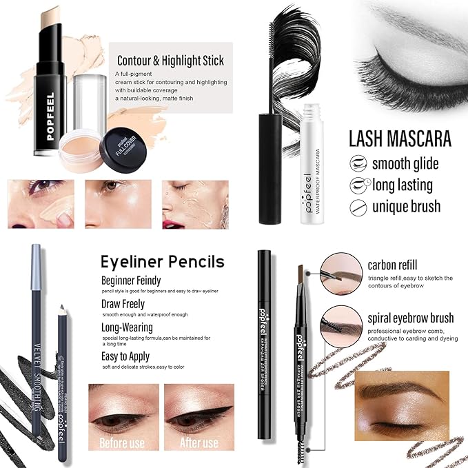 Makeup Kit for Women, All in One Makeup Gift Set for Women and Teen Girl, Full Makeup Kit with Lipgloss Eyeshadow Palette Concealer Stick Mascara Eyeliner Pencil Eye Shadow Brush