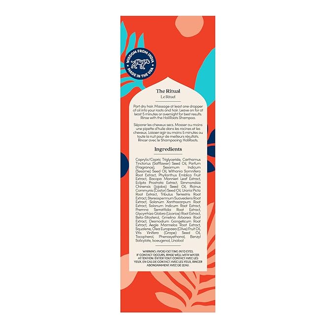 Fable and Mane Hair Oil - HoliRoots Strengthening Serum for Damaged, Frizzy Hair with Ashwagandha, Castor Oil & Scalp Treatment - 1.8FL oz