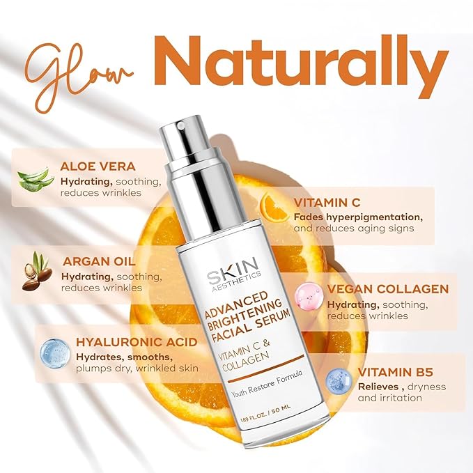 Serum & Face Mask Set, Vitamin C & Collagen & Hyaluronic Acid Value Set - Anti-Aging, Hydrating - Clean Beauty Ingredients, Cruelty-Free Korean Skin Care - Set of 3