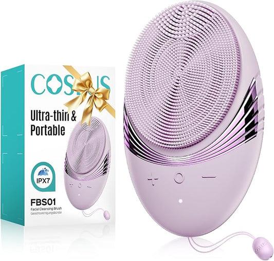 COSLUS Face Scrubber Facial Cleansing Brush: 5 Cleansing Modes Silicone Face Wash Scrubber for Women Skin Care, Sensitive Skin - Deep Cleansing & Gentle Exfoliating, Portable for Shower & Travel