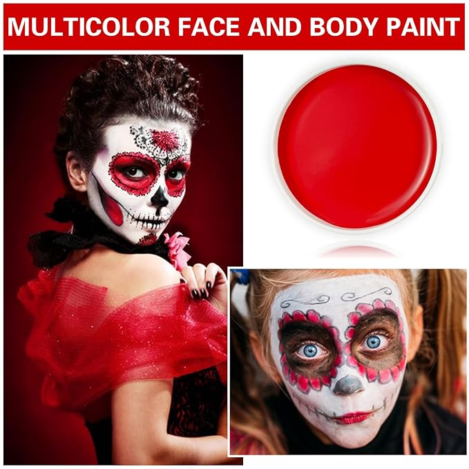Red Face Body Paint Halloween Cosplay Clown Zombie Costume Sfx Makeup Professional Oil Based Cream Face Paint Palette for Adults and Kids