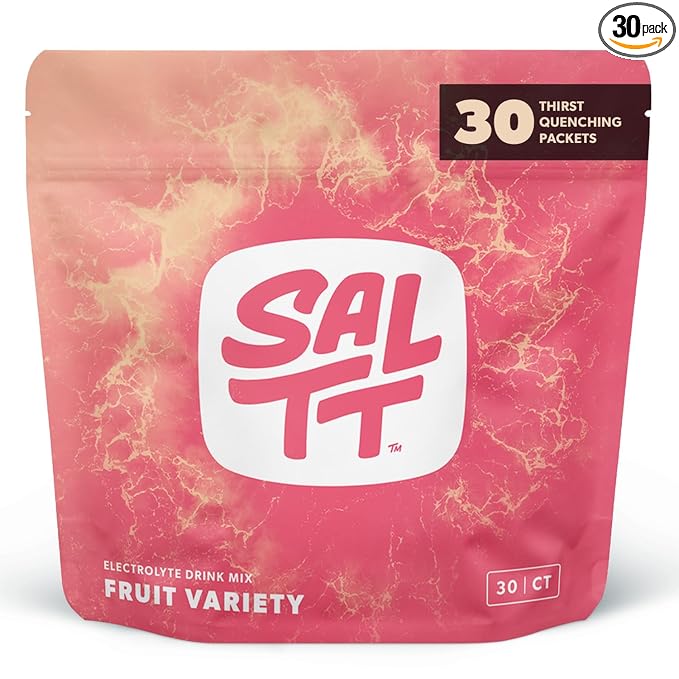 Keto Chow SALTT Electrolytes Powder Packets, Fruit Variety Pack (30 Packets) - Magnesium, Potassium, Sodium, Trace Minerals - Vegan, Sugar Free, Gluten Free - Travel Essentials - Made in USA