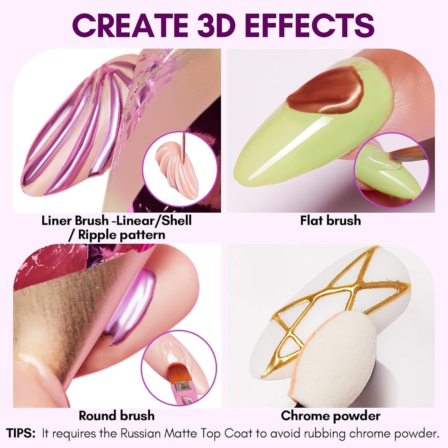 Makartt 3D Nail Gel: 8 ml Nail Foil Glue, Transfer Gels Adhesive for Linear, Shell, Ripple & Chrome Nail Powder Art Designs, UV LED Lamp Required