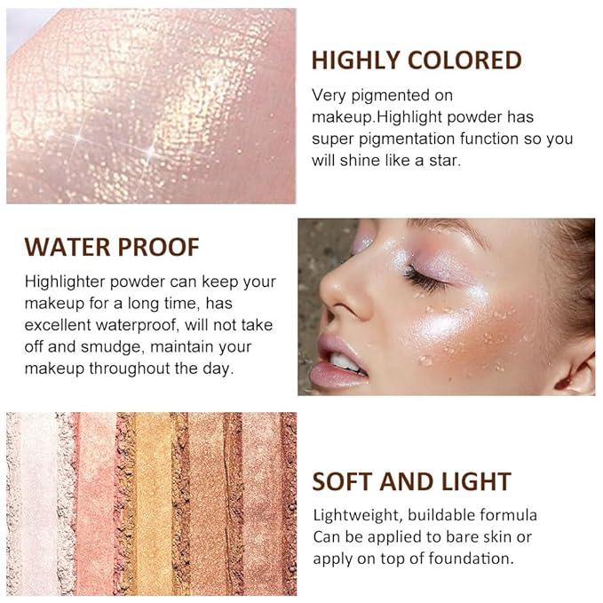 6 Colors Face Highlighter Makeup Palette iluminadores de maquillaje profesional luminizers Cheek Diamond Shimmer Stick Glitter Bronzer and Highlighter Palette makeup illuminators highlighters for face