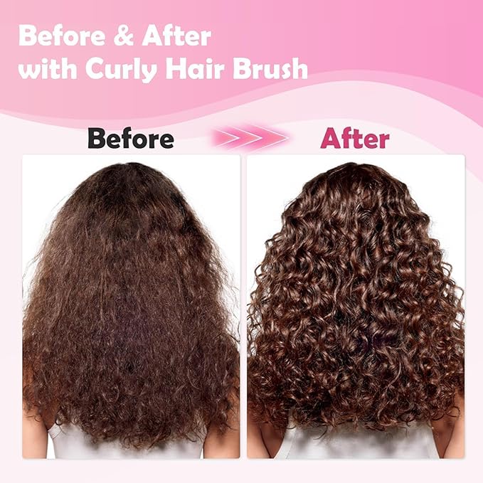 Curl Defining Brush, Curly Hair Brush Defining with Side Gear for Combing, Shaping, and Styling Curly Hair, Lightweight Candy Brush Suitable for All Wet or Dry Hair Types for Women and Men (Pink)