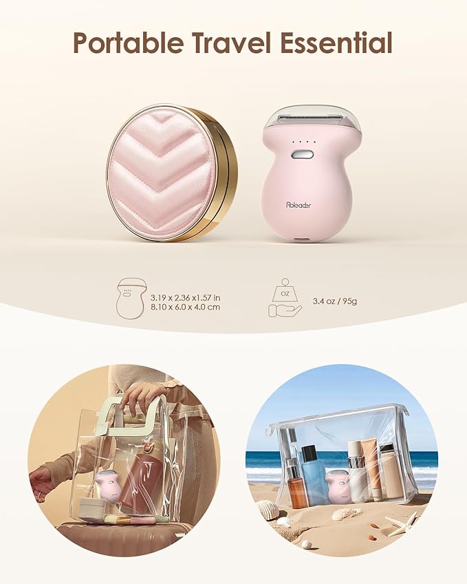 Mini Womens Electric Shaver Travel-Sized Body Hair Trimmer, Palm-Perfect Hair Removal Razor with LED Display, Waterproof Wet/Dry Use Type-C Charging, On-The-Go Pink