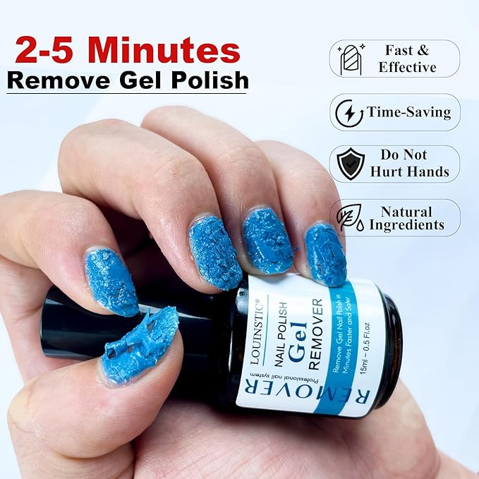 LOUINSTIC Gel Nail Remover - 1 PC,Fast Acting, No Soaking or Wrapping,2-5 Minutes to Easily Remove Gel Nail Polish,Gentle on Nails, Portable Design, Ideal for Home Nail Care Kit