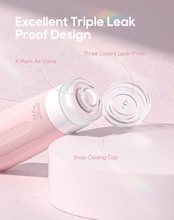 Morfone 16 Pack Silicone Travel Bottles Set for Toiletries TSA Approved Travel Containers Leakproof Squeezable Refillable Accessories 2oz 3oz for Shampoo Conditioner Lotion Liquids (Black Pink)