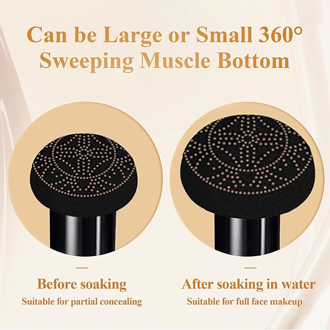Mushroom Head Air Cushion CC Cream Foundation - Moisturizing & Long-Lasting BB Cream Concealer Makeup Base for All Skin Types, Brighten Long - Lasting Even Color Correcting Concealer (Nude)