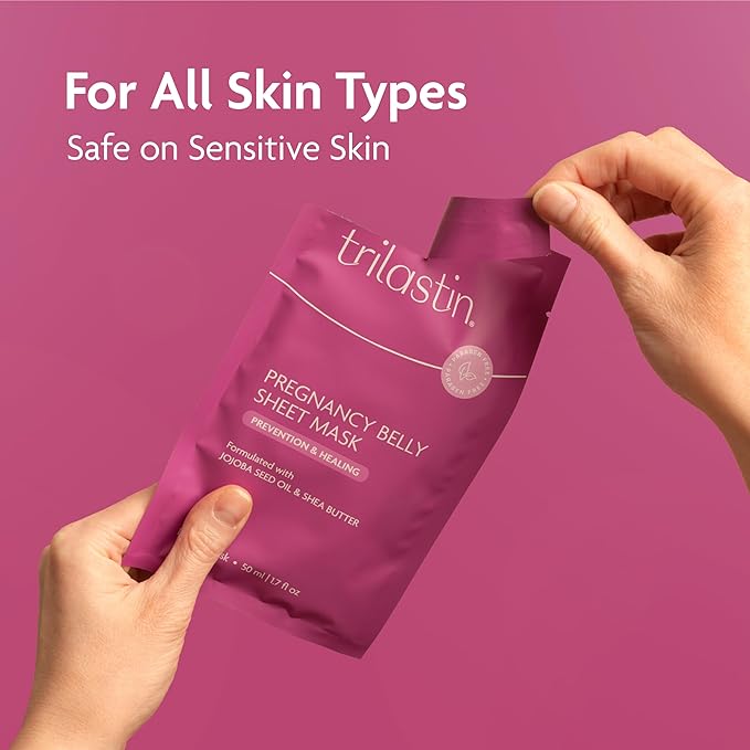 TriLASTIN Belly Masks - Belly Masks for Pregnant Women - Hydrating & Soothing for Itchy Skin - Reduces Stretch Marks - Safe for Sensitive Skin - Paraben & Phthalate-Free - Made in USA - 1 Pack