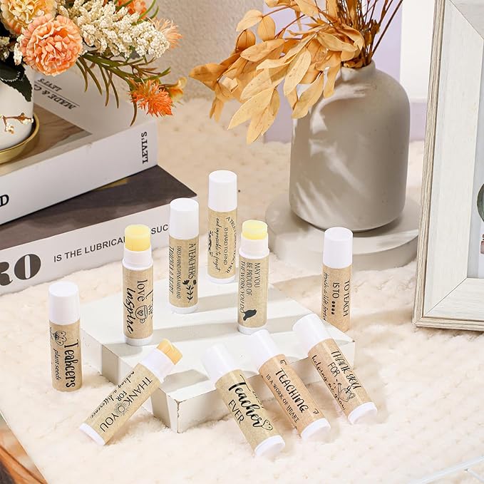 30 Pcs Back to School Teacher Gifts Bulk Lip Balm Favors Thank You Gifts for Teachers with Inspirational Quote Gifts Lip Balm Christmas Thanksgiving Gifts for Teachers Welcome Back to School