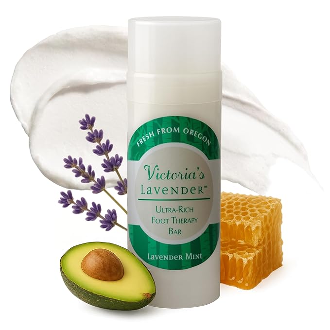 Victoria's Lavender Heel Balm Stick – Ultra-Rich Foot Therapy Balm for Dry, Cracked Feet – Softener for Cracked & Rough Skin – Dry Heels Treatment for Men and Women – Made in USA - Lavender Mint 2.5oz