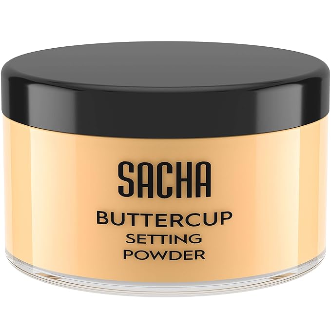 Sacha BUTTERCUP Setting Powder Makeup 1.75 Oz. Translucent Setting Powder for Oily Skin Finishing Powder Loose Powder Makeup Blurring Powder Blurs Fine Lines and Pores For Medium to Dark Skin Tones