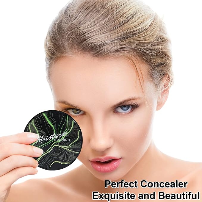 Mushroom Head Air Cushion CC Cream Foundation,QIUFSSE Mushroom Head Foundation BB Cream Makeup Foundation Concealer Brighten Long-lasting Oil Control and Moisturizing-Natural
