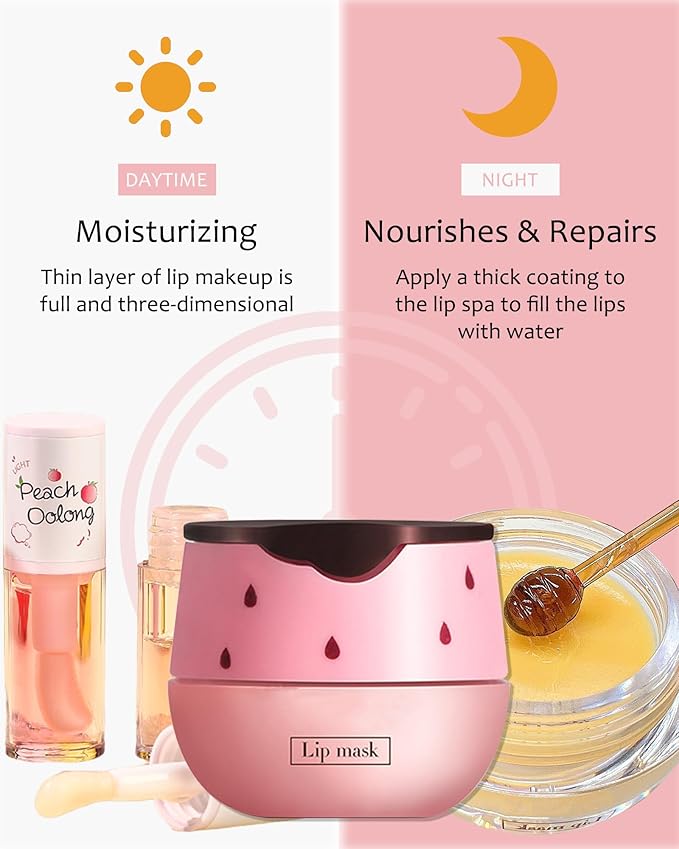 2Pcs Apple Lime Lip Bee Balm Honey Pot Lip Mask & Lip Glowy Oil Lip Gloss Care Set, Propolis Moisturizing & Nourish Lip Gloss Repair, Plump Dry Cracked Lip Scrub Exfoliator bálsamo para labios -Set D