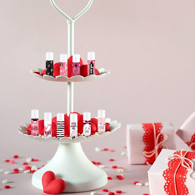 Dunzy 50 Pcs Thank You Gift Lip Balm Bulk Baby Shower Party Favors Bridal Shower Favor Lip Care with Assorted Fruit Flavors Thank You Lipstick for Guest Basket Gift Stuffer (Heart)