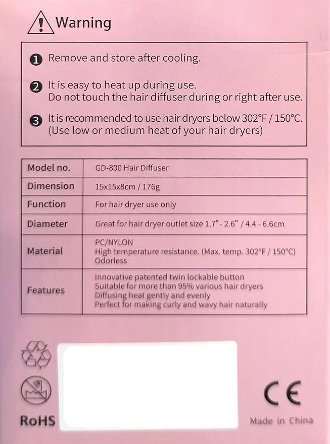 Universal Hair Diffuser “Super Sturdy” 1.7 Inch to 2.6 Inch for Natural Curly and Wavy Hair, Hair Dryer Attachment (Gold)
