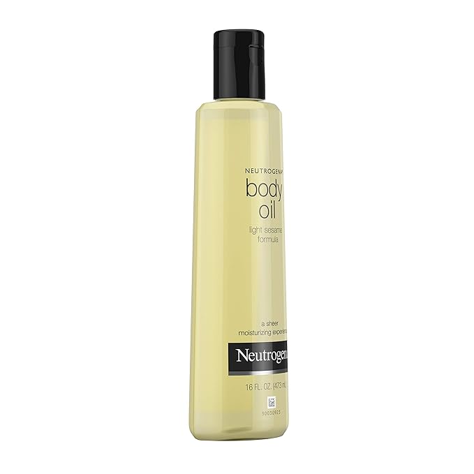 Neutrogena Body Oil Light Sesame Formula, 16 fl oz, Radiant Glow Moisturizer for Dry Skin, Bath & Shower Oil For Smooth and Hydrated Skin
